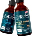 E2H: Liver Support Supplement and Cordyceps Mushroom Supplement | Vegan, Non-GMO - 2 Fl Oz Each (4 Fl Oz Total) - Bundle