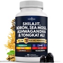 NOVA AGE Shilajit dodatek z Sea Moss, Ashwagandha, Tongkat Ali, Boron, Magnezij - Fulvic Acid kapsule za moške - 90 Count