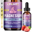 Otroci Magnezij tekoče kapljice-magnezij Glicinat Tekočina za otroke dodatek-m/L-teanin, Omega-3, vitamin B6, D3 - za spanje, sprostitev, možgani, kosti - 2 Fl Oz Otroški mir, jagodni okus