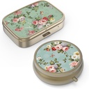 Škatla tablete tablete z Mirror Retro Majhne tablete zaboj za torbico ali žepne bronaste tablete škatle ali vitamini, ribje olje, dodatki, tablete vsebuje potovalna darila(2PCS)