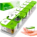 Ekstra velike tedenske tablete Organizator - XL Vitamin Holder s 7 Odstranljivi AM PM oddelki - Prenosna medicina Dispenzer za dom in potovanja, Velika dopolnilna posoda za tedensko ali dnevno uporabo, zelena