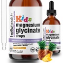 Otroci Magnezij Glycinate Tekoče kapljice – brez sladkorja Tekoče Magnezijeve kapljice, Vesel mir za otroke Umirjanje dodatek kompleks – Magnezij za otroke in nočno spanje, Ananasov okus 2 Fl Oz.