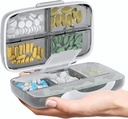 Potovalne tablete Organizator - Airtight Medicine Primer za potovanje Prenosna Lekarna Box z nalepke Vitamin Container 8 Kompartment Dopolnilno zdravilo Imetnik velike zmogljivosti na dan (Grey)