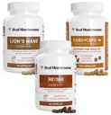 Prave možganske, vitalne in imunske podporne kapsule (120 kapsul) + Reishi 415 Dolgožive kapsule (90 kapsul) & Cordyceps-M Vrh zmogljivosti (120 kapsul)