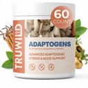 TruWild Adaptogen Mešanica s Cordyceps Maca Ashwagandha - Mešanica gob s polnim spektrom za dnevno podporo in funkcijo, vse naravne formule s 7 ključne sestavine, 60 kapsul