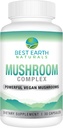 Best Earth Naturals Vegan gob kompleks dopolnilo za energijo, jasnost in kognitivno - Imunska podpora w/Lion's Mane, Reishi, Chaga, Maitake & Shiitake 30 dni dobave (30 kapsul)