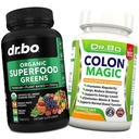 Ekološka superživila Zelena in sadni dodatki - Colon Cleanse Detox Formula za črevesno napenjanje - Zelena Veggie Powder mešanica zelenjavna živila & zaprtje dodatek za olajšanje Gut, Belly, Želodec