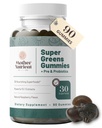 Super zeleni Gumiji za ženske, odrasli - s prebiotiki in probiotiki, ne 8, ampak 30 Močni zeleni Superživila - Multivitaminski vegetarijanski žvečljivi izdelki (90 Gummies)