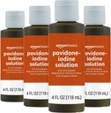 Osnove Antiseptična prva pomoč, 10% Povidon Jodin raztopina, 4 Fluid Ounces, 4-Pack (Prej Solimo)