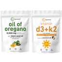 Mikro sestavine Oil of Oregano Softgels 6.000mg Per Serving & Vitamin D3 5000 i.e. Plus K2 (MK-7) 100 mcg, 300 Deviško kokosovo olje Softgels paket 