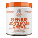 Genius Lion's Mane Soft Chews dodatek – Nootropic goba za fokus, Jasnost, Spomin, Energija, Brain Health Podpora – Soled Caramel Flavor