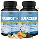 Organski Cadane 2 paketi Quercetin dopolnila kapsule, 6 v 1 s kurkuma, Berberine, Stinging Nettle, črno seme, črna paprika - podpira imunski sistem - 4 Mesece dobave