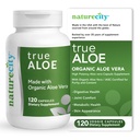 NatureCity True-Aloe Gut Health Support – 80.000mg Aloe Vera Gel ekvivalent na serviranje – Organic Aloe Vera (120 kapsul) za digestivno, kožo in skupno podporo 