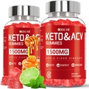 Keto ACV Gummies - 1500mg Jabolčni kislo zelje z grahovo peso & vitamin B12 B6 - limonina medena aroma - za moške in ženske - brez GSO & Vegan - 120 Count