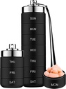 Mossime Metal tablete Organizator teden, Stackable Waterproof tablete potovalne škatle, veliki Aluminum Alloy Pill Primer Container, BPA brezplačno 7 Daily Medicine Organizator za vitamine, ribje olje, dodatek