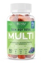 SUKU Teen Boy multivitaminski žvečilni gumiji – vitamini A, B12, C, D3, E, cink & Biotin – Sugar-free vegetarijanski dodatek za energijo, rast, imuno in zdravje kosti – grozdni okus – 60 Count