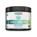 ZHOU Nutrition USDA Organic Supergreens Powder, Superfood Smoothie Juice Mix, Spirulina, Klorella, Wheatgrass, Kale, Fiber, Imune and Energy Support, Vegan, Non-GMO, 30 Servings