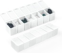 Tedenski Organizator majhne tablete, 7 Day Pill primer, Daily Vitamin Case Medicine Box, Tablete Vsebniki za medicino dopolnila ribje olje(2Pcs, bela)