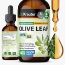 BIO KRAUTER Olive Leaf Extract Liquid - Olive Leaf Tinkture za imuno podporo - Alkohol in sladkor brez - Veganske kapljice 2 Fl.Oz.