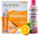 Aurora Nutrascience Mega Liposomal Vitamin C 32 Pack + Vitamin D3/K2 Steklenička paket - Dopolnilo za imuno podporo in kognitivno zdravje - 32 Služi vsak