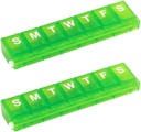 EZY DOSE Weekly (7-Day) Tablete Organizator, Primer za zdravila, Vitamin Planner Box, Majhne zaklenitve Kompartmenti Zavarujte recept in preprečevanje razlitja, Barve Maj Vary (majhno zaklepanje - 2 Pack)