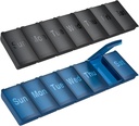 2 Packly tablete Organizator, velike dnevne tablete vitamina,Portable Travel Friendly 7 dan Tablete Vsebniki Medicina Imetnik,Ročna vreča zunanji kamp majhne tablete Primer za dodatke ribjega olja (črna+modra)