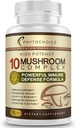 10 Kompleks gob Nootropic Brain dodatek-Napredna mešanica najboljših Funkcionalnih gob-Brain Memory Focus Energija, Imunska podpora-Lioni Mane-Reishi-Cordyceps-Chaga-Turčija rep (90 kapsul)