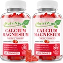 Kalcijev magnezijev cink Gumiji z visoko absorpcijo Magnezij 300 mg, Kalcijev dodatek z D3 za kosti, mišice in imuno podporo za otroke in odrasle, Jagodna aroma, 120 Count