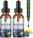 Mullein kapljice za pljuča, Lung Detox & Cleanse, Vegan Mullein Leaf Extract Tinkture s Klorofil Elderberry itd, Naravni zeliščni dodatek za dihala, Imuni, 60 Servinges