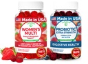 Lunakai USA Made Womens Multivitamin & Probiotic Gummies Bundele – 16 Multi Vitamini & Probiotic za podporo digestion – 60ct vsak