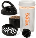 Veeg Shaker Steklenice za mešanice beljakovin, Steklenica za stresanje beljakovin z mešalno kroglico, sevalnik, predelek za shranjevanje. 24 oz shaker steklenica, Flip Top Lid, Carry Handle. Brez BPA, brez puščanja, pomivalnega stroja.