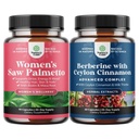 Sklop dodatne moči žaga Palmetto za ženske in balansiranje Berberine Plus 1200mg Complex - DHT bloker Debelost las Vitamini za izgubo las - Antioksidant Berberine s Ceylon Cinamon kapsule