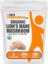 BulkSupplements.com Ekološki levji ekstrakt gob - Levi Mane dodatek v prahu, Superfood for Well-Being - Vegan, 1g na serviranje, 250g (8.8 oz) (Pack of 1)