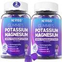 Kalijev magnezijev gumi - Kalijev dodatek w/Ashwagandha 200mg, magnezijev glicinat,B6,B12,P-otassijev citrat za zlome nog,Muscle,Electroyte za odrasle otroke, Sugar-free, 2 paket