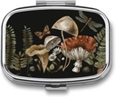 Metal 2 Compartment tablete Organizator potovanja prijazno Portable Compact Pill Box Cute Pill Case Hold Vitamins,Ribje olje,Dodatki,Meds,Tablet za torbico,Pocket. (Plant)