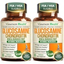 Glukozamin Chondroitin MSM – Skupna podpora dodatek za ženske in moške z glukozamin sulfat 1500 mg, Chondroitin in MSM – za kartilažo, skupno zdravje in prilagodljivost – 2 Pack, Vegan