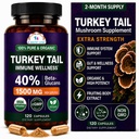 CANCER ZNANOSTI Turčija Rep Wellness Gobe dopolnilo, USDA Certified Organic Extract, Dodatna moč 1500 mg, Visoka moč 40% Beta-glukani, Gut & Imune Support, Natural Digestive, 120 kapsul