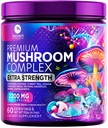 Powder 2200mg - 11 v 1 Complex Formula Powder z organskimi levi Mane, Reishi, Cordyceps, Chaga, Turčija Tail Gobe Extract dodatek za spomin in podporo možganov - 60 Serving