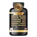 Ginkgo Biloba Alpha GPC Dodatek s Panax Ginseng L Tirozin z L Theanine, Bacopa monnieri, Rhodiola Rosea, Fosfatidilserin, B12, MCT, DMAE - Complex 