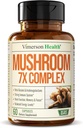 Močna goba kompleks s Turčijo rep, levja griva ekstrakt, šitake gobe, Reishi, Cordyceps, Maitake, Chaga & More – 7-v-1 gob dodatek za mentalno čistost, naravna energija & fokus