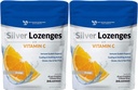 Silver Lozenges z vitaminom C - Premium Nano Silver 60 PPM koloidno srebro, organski med in vitamin C mineralna dopolnila kapljice za podporo imunskega sistema, Soothe kašelj in grlo - pakiranje 2