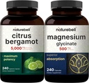 NatureBell Magnezij Glycinate Kapsule 500 mg & Citrus Bergamot Veggie Kapsule 5000 mg Enakovredno pakiranje 