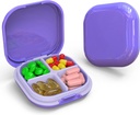 Vsak dan tablete Organizator 4 Kompartmenti, majhne tablete Box Portable Travel Pill Case, Mini tablete Container za Purse Pocket, Compact Travel Medicine Organizator za vitamin, Cod Jetrna olja, dodatek (Purple)