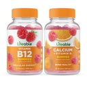 Življenjski vitamin B12 + kalcij z vitaminom D, Gummies Bundle - odličen okus, vitamin dopolnilo, Gluten brezplačno, GSO brezplačno, žvečljivo