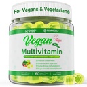 NEVIS Vegan Multivitamin za ženske in moške w/metil B12, D3 K2, rastlinska omega 3 (DHA+EPA), železo, holin, cink, cela hrana dnevni vitamini Gumiji za Vegane in vegetarijance, sladkor brez, 60Cts