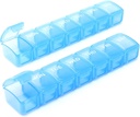 2 paketi Organizator majhne tedenske tablete, škatla za tablete za tablete za tablete/vitamin/ribje olje/dodatki (modra)