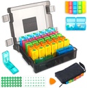 Mesečne tablete Organizator 2 krat na dan z 31-dnevno vlažilna škatla, tedenske tablete vrečka, tablete Cutter, plastična otvoritvena izbira za enostavno uporabo, velike zmogljivosti za prijetno upravljanje zdravil (črna)