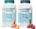 SmartyPants Prednatal in moški multivitaminski gumijasti paket: Omega 3 ribje olje (EPA/DHA), Biotin, metilfolat, vitamin D3, C, vitamin B12, B6, A, K in cink za imuno podporo (30 dnevna dobava)