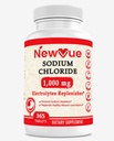 Natrijev klorid 1000 mg, 365 tablete - tablete soli, ne- GMO, brez glutena - pijača z elektroliti zamenjana hidracija