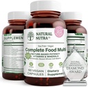 Natural Nutra Cela hrana Popoln multivitamin in mineral za ženske in moške, Energy Booster, Pomaga ohraniti zdravje kosti dopolnilo, Izboljša funkcije možganov in kože, Pomoč izboljšati imuniteto 60 Kapsule